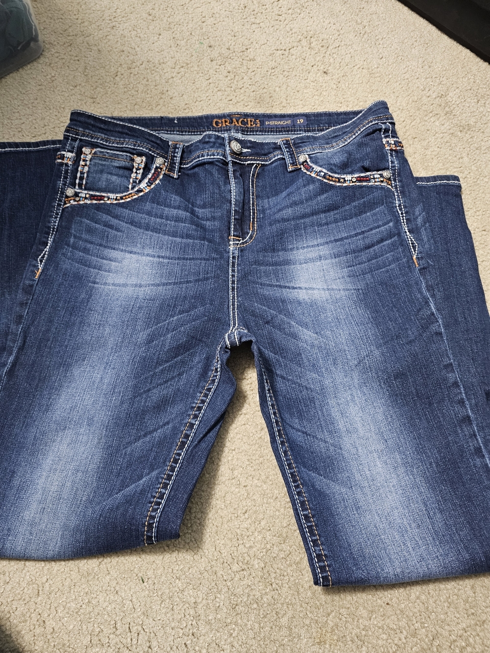 Grace Dark Blue Women's Straight Jeans Size 18
